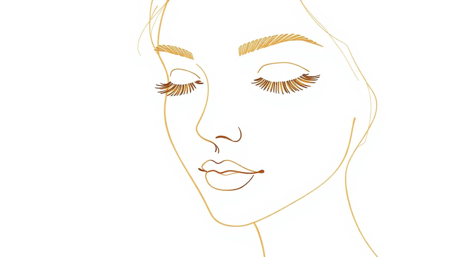 Ilustração line-art dourada de microagulhamento facial