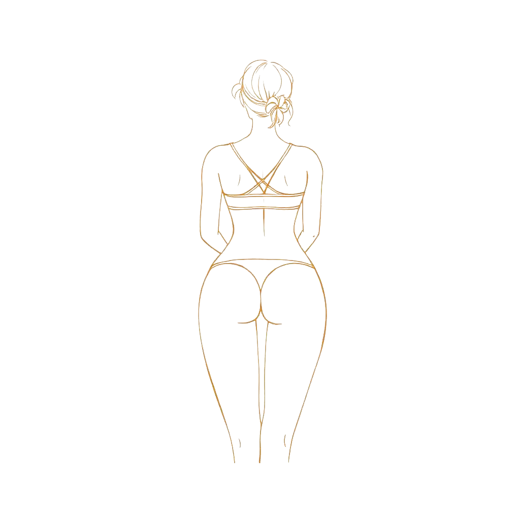 Ilustração do procedimento Glúteos na Clínica Yodara